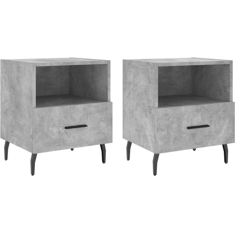 Tables de chevet 2pcs gris béton 40x35x47,5cm bois d'ingénierie Vidaxl