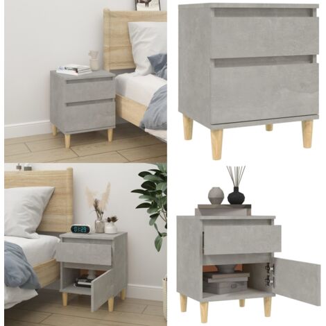 Table de chevet Gris béton 40x35x50 cm - Table De Chevet - Meuble De Chambre - Commode - Rangement - Gris - Home & Living