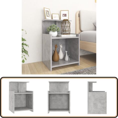 Table de chevet Gris béton 40x35x60 cm Aggloméré - Table De Chevet - Meuble De Chambre - Table Nuit - Rangement - Armoire De Lit