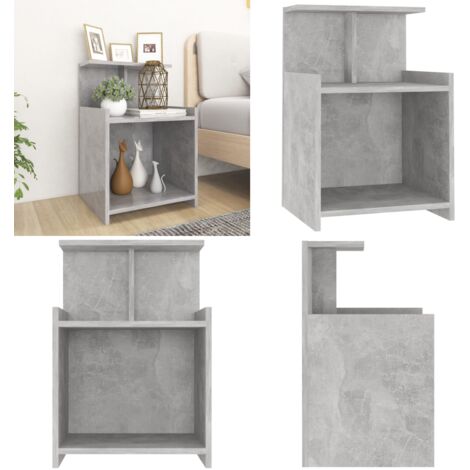 Table de chevet Gris béton 40x35x60 cm Aggloméré - Table De Chevet - Meuble De Chambre - Table Nuit - Rangement - Armoire De Lit - Home & Living