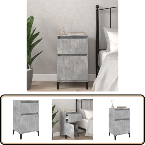 Table de chevet gris béton 40x35x70 cm - Table De Chevet - Meuble De Chambre - Table Nuit - Armoire D'appoint - Mobilier Moderne