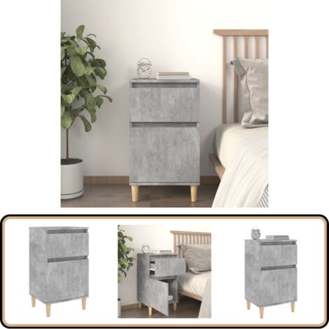 Table de chevet gris béton 40x35x70 cm - Table De Chevet - Meuble De Chambre - Table Nuit - Armoire D'appoint - Rangement Intérieur