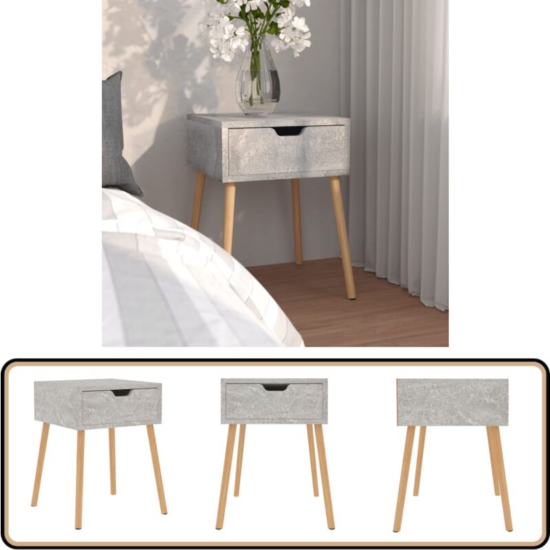 Table de chevet Gris béton 40x40x56 cm Bois d'ingénierie - Table De Chevet - Meuble De Chambre - Table De Nuit - Table D'appoint - Design Moderne