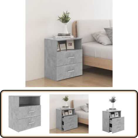 Table de chevet Gris béton 50x32x60 cm - Table De Chevet - Meuble De Chambre - Table Latérale - Table Nuit - Design Moderne