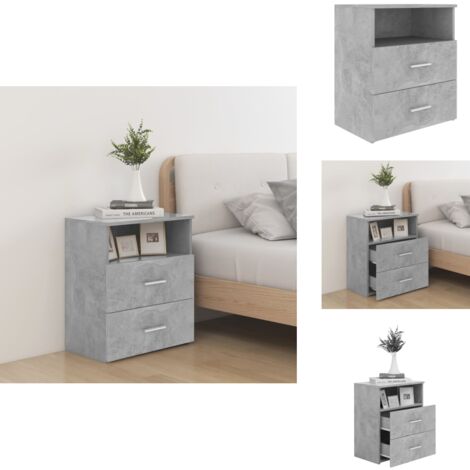Table de chevet Gris béton 50x32x60 cm - Table De Chevet - Meuble De Chambre - Table Latérale - Table Nuit - Design Moderne