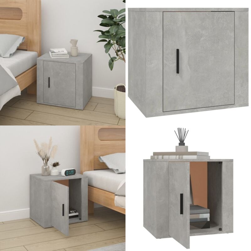 Table de chevet Gris béton 50x39x47 cm - Table De Chevet - Meuble De Chambre - Commode - Rangement Intérieur - Mobilier Gris - Home & Living