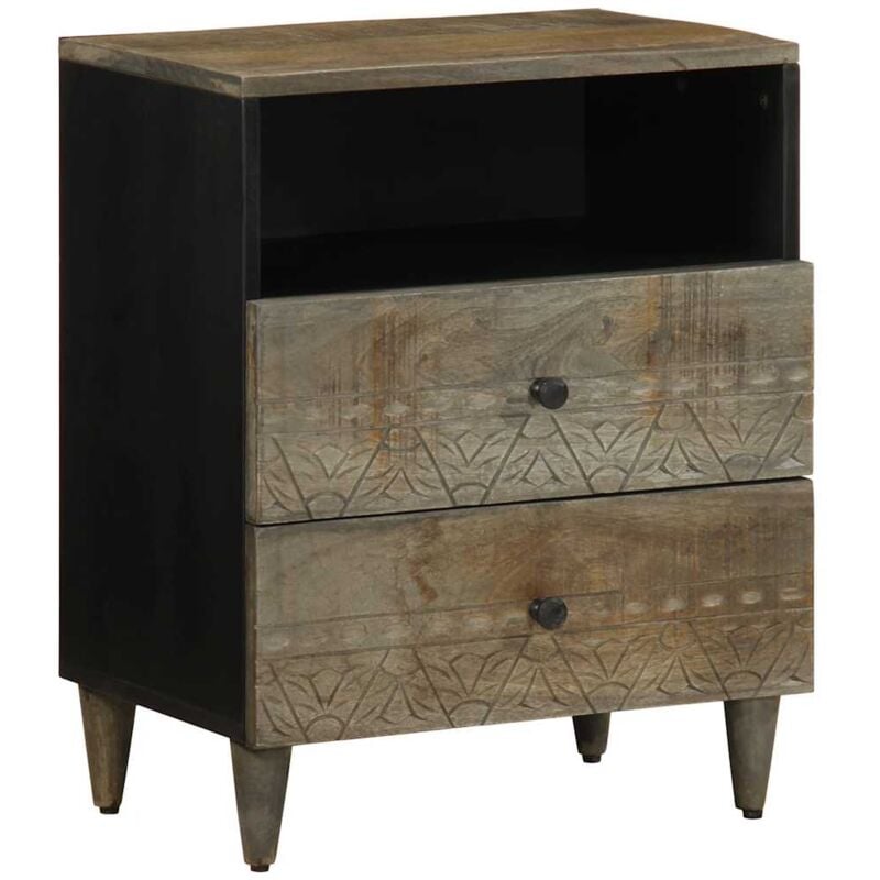 Table de chevet gris clair 50x33x60 cm bois de manguier massif Vidaxl