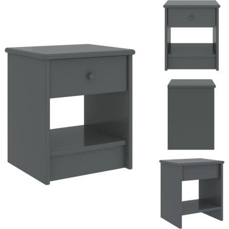 Table de chevet Gris foncé 35x30x40 cm Bois de pin massif - Meuble De Chambre - Table De Chevet - Commode - Nuit - Design Scandinave