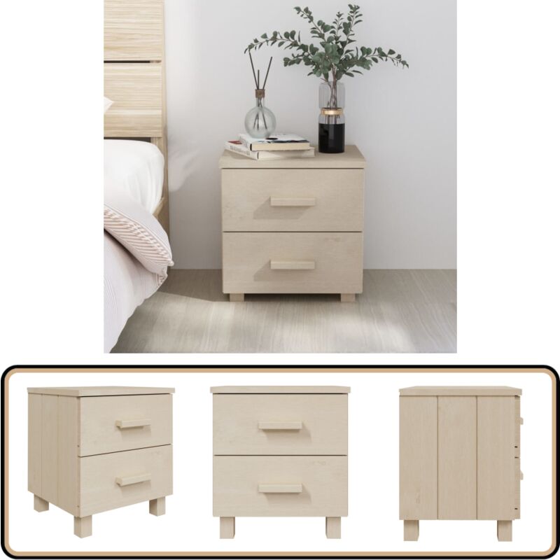 Table de chevet hamar Marron miel 40x35x44,5 cm Bois de pin - Table De Chevet - Meuble De Chambre - Table Nuit - Commode - Rangement