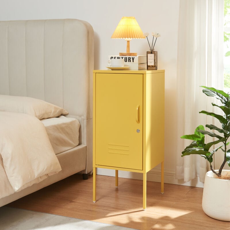 [en.casa] - Table de chevet Hausjärvi acier 82 x 35 x 35 cm jaune