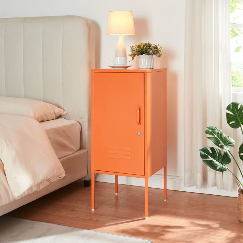 [en.casa] - Table de chevet Hausjärvi acier 82 x 35 x 35 cm orange