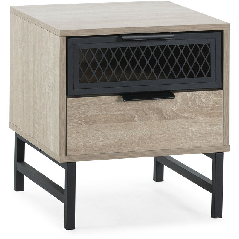 Vs Venta-stock - Table de chevet Hera 1 porte 1 tiroir coloris bois