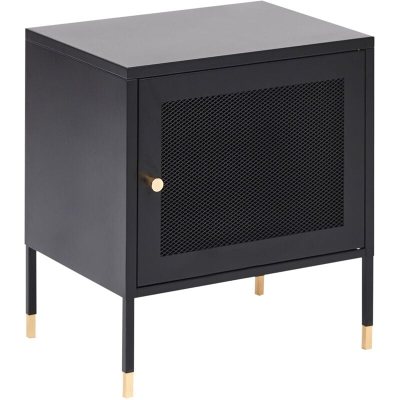 Beliani - Table de Chevet Industrielle avec Porte Grillagée en Acier Noir Ossett