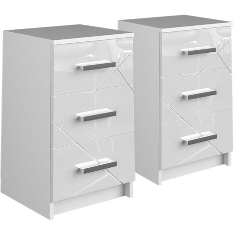 Table de chevet Irma, Blanc, 37.6 x 66 cm Set de 2, Vicco