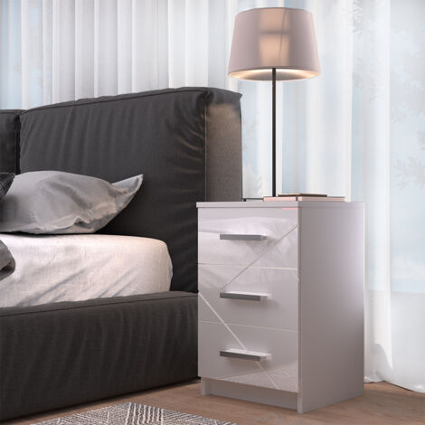 Table de chevet Irma, Blanc, 37.6 x 66 cm, Vicco