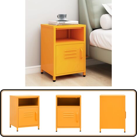Table de chevet Jaune moutarde 35x35x51 cm Acier - Table De Chevet - Meuble De Chambre - Table D'appoint - Table Jaune - Table Acier