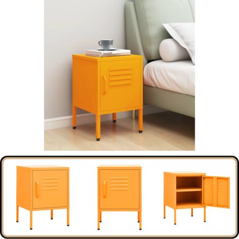 Table de chevet Jaune moutarde 35x35x51 cm Acier - Table De Chevet - Meuble De Chambre - Table D'appoint - Table Jaune - Table Design