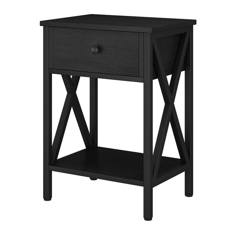 Vicco - Table de chevet Keno, Noir, 40 x 55 cm avec tiroir