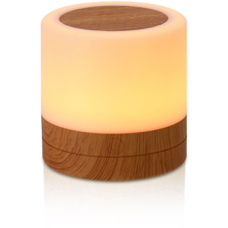 Table de Chevet Lampe LED en Bois avec Télécommande Touche et Lumière Colorée