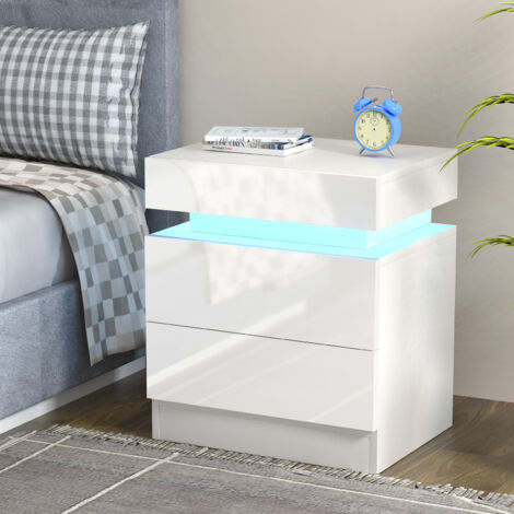 Table de Chevet LED 2 Étages avec Rabat supérieur - 16 Coloris Personnalisables & Télécommande Incluse, Panneau de Particules Résistant (45x35x52cm) - Éclairage d'Ambiance Multifonction pour Chambre/S
