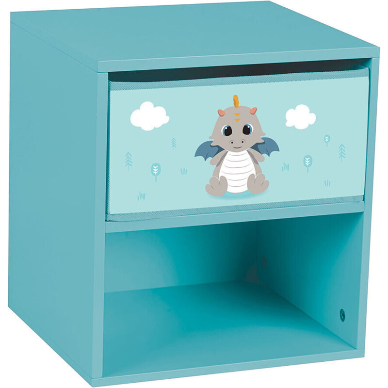 Table de chevet Léon le Dragon pour enfant avec tiroir H.36 X L.33 X P.30 cm