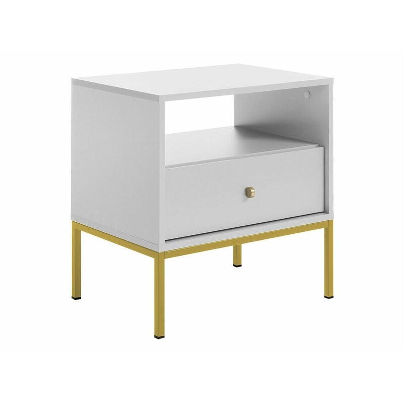 Table de chevet Romveri 106, Blanc, Nombre de tiroirs: 0, Le nombre de portes: 0, 56x54x39cm, Stratifié