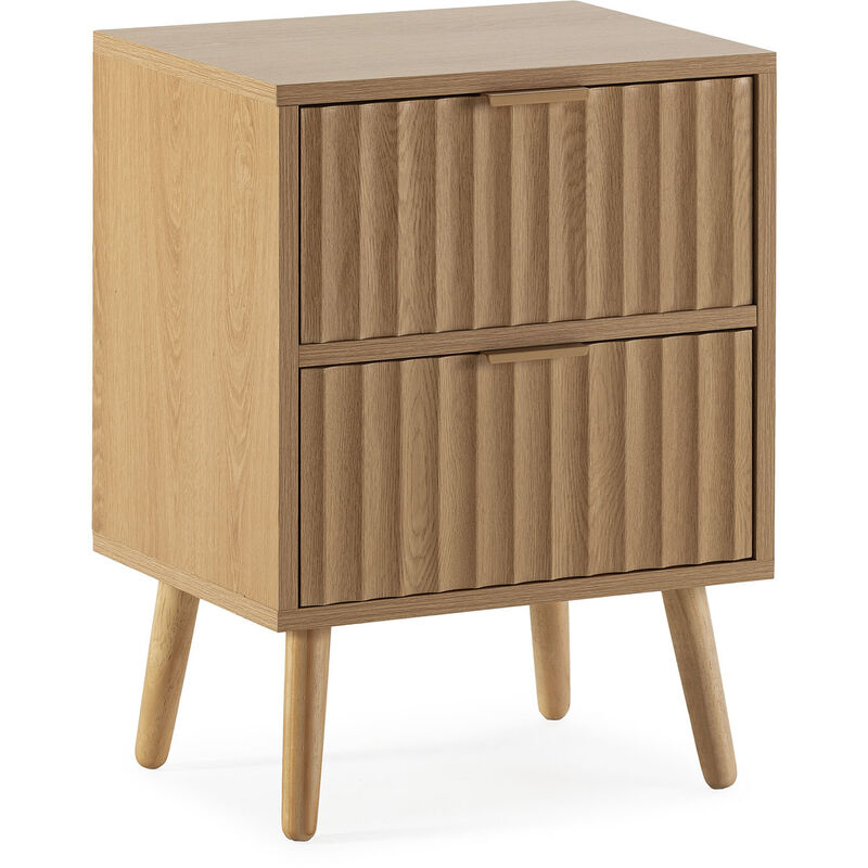Table de chevet Lluvia 2 tiroirs couleur chêne