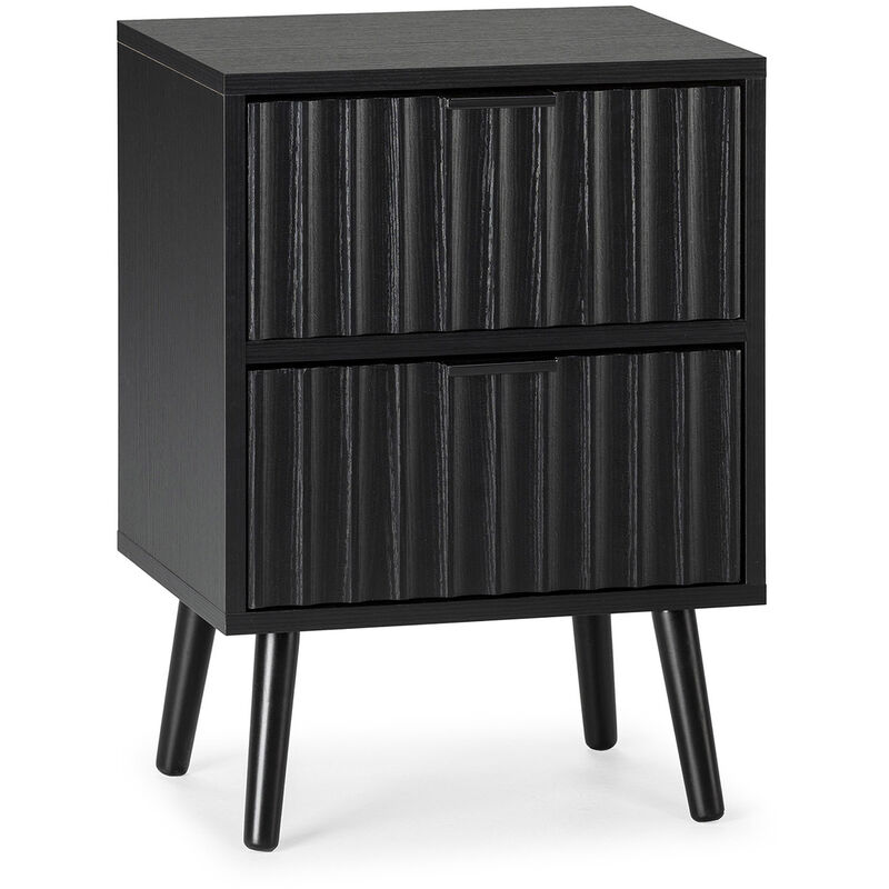 Vs Venta-stock - Table de chevet Lluvia 2 tiroirs couleur noir