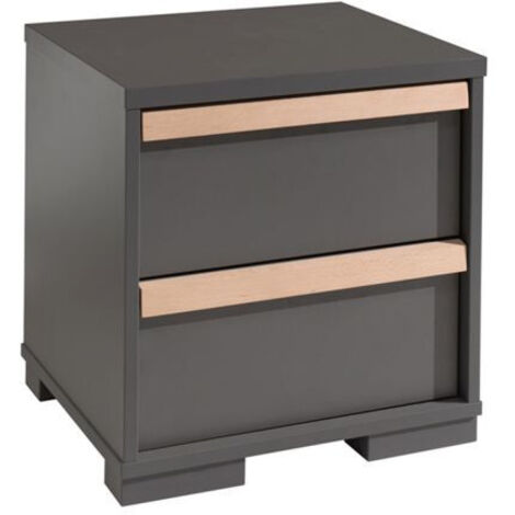 Table de chevet London 2 tiroirs - anthracite