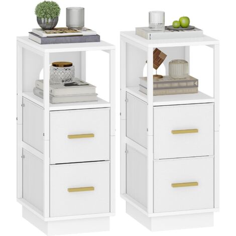 Table de Chevet Lot de 2,avec 2 Tiroir,avec Compartiment Ouvert