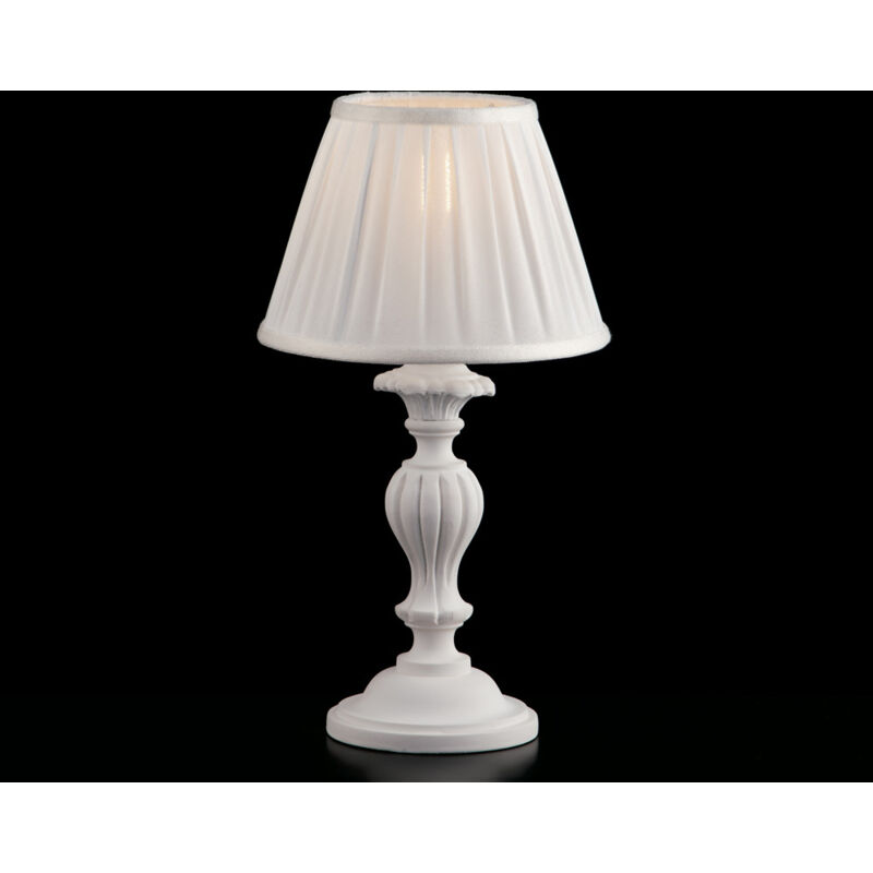 Bonetti Illumina - Leonardo Lampe de table Shabby en bois blanc 1 lumière avec abat-jour dm.20 H.43 d.20 BL180-LT-BCO Bonetti Illumina - Leonardo Lampe de table Shabby en bois blanc 1 lumière avec abat-jour dm.20 H.43 d.20 BL180-LT-BCO