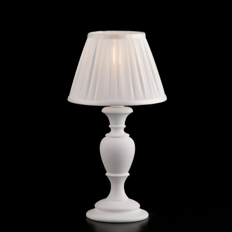 Bonetti Illumina - Fiorenza Lampe de table Shabby en bois blanc 1 lumière avec abat-jour dm.20 H.43 d.20 BL172-LT-BCO
