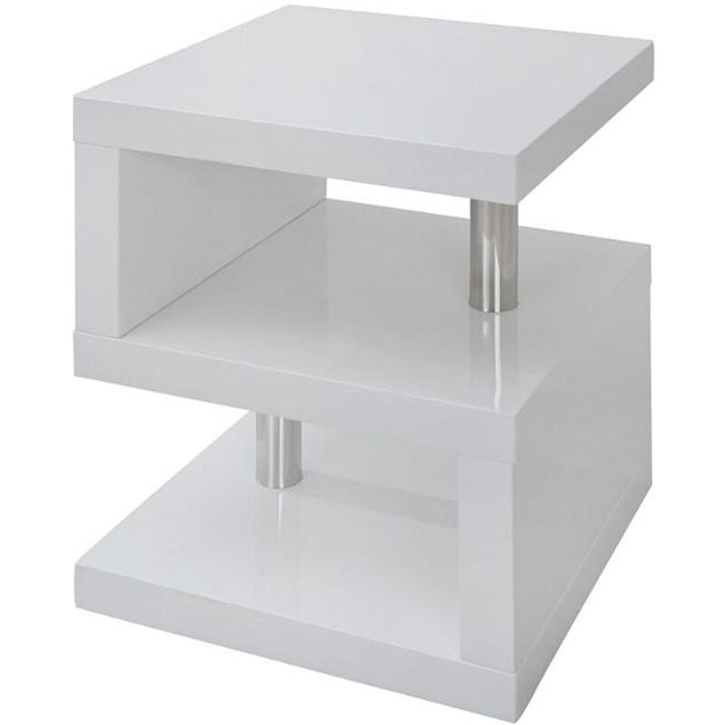 Vente-unique - Table d'appoint lylia ii - mdf laqué blanc - Avec LEDs - Blanc