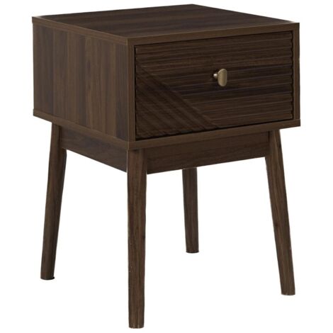 Table de chevet marron 1 tiroir avec poignée dorée