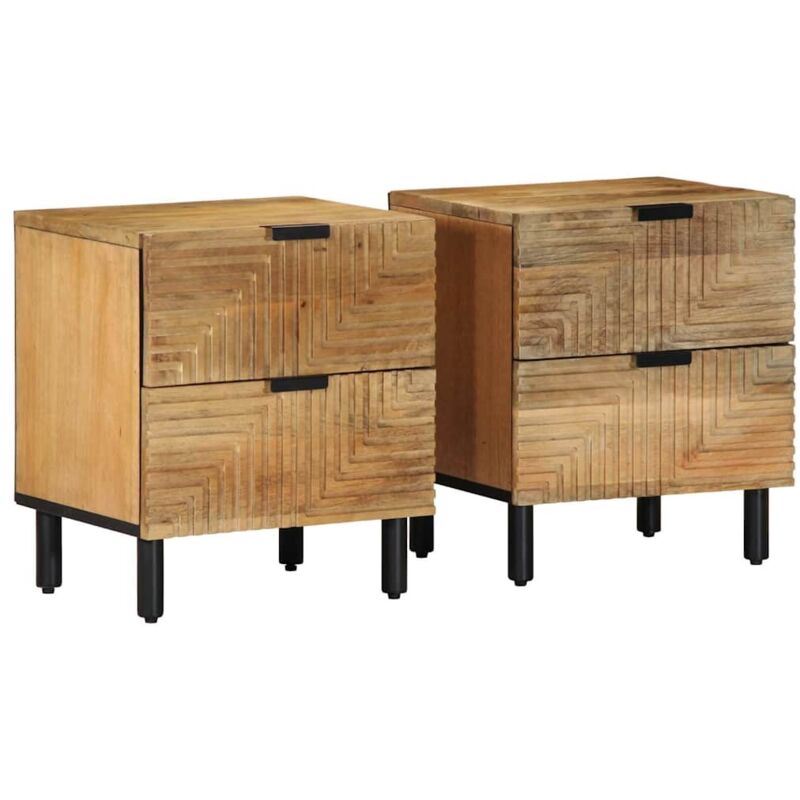 Tables de chevet 2 pcs 40x33x46 cm bois de manguier solide Vidaxl