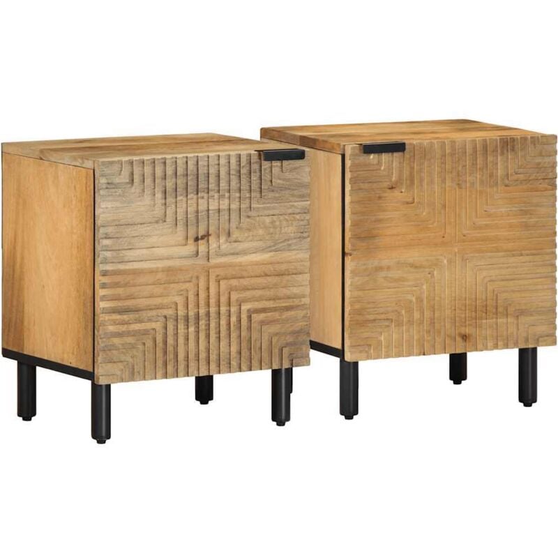 Tables de chevet 2 pcs 40x33x46 cm bois de manguier solide Vidaxl