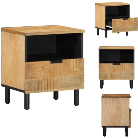 Table de chevet marron 40x33x46 cm bois de manguier solide - Table De Chevet - Tables De Chevet - Armoire De Lit - Table D'appoint Pour Chambre À Coucher