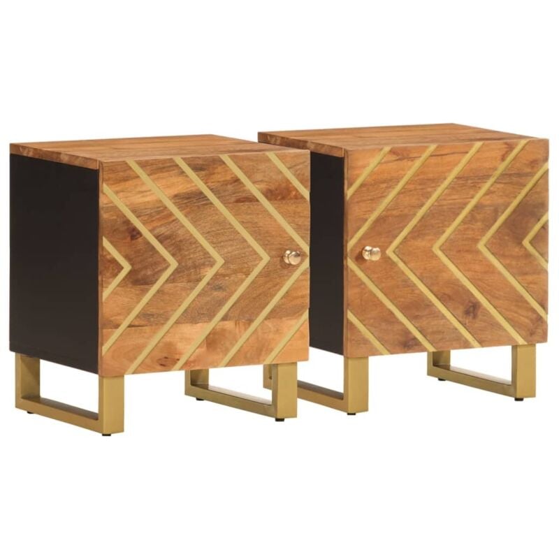 Tables de chevet 2 pcs marron et noir bois de manguier solide Vidaxl