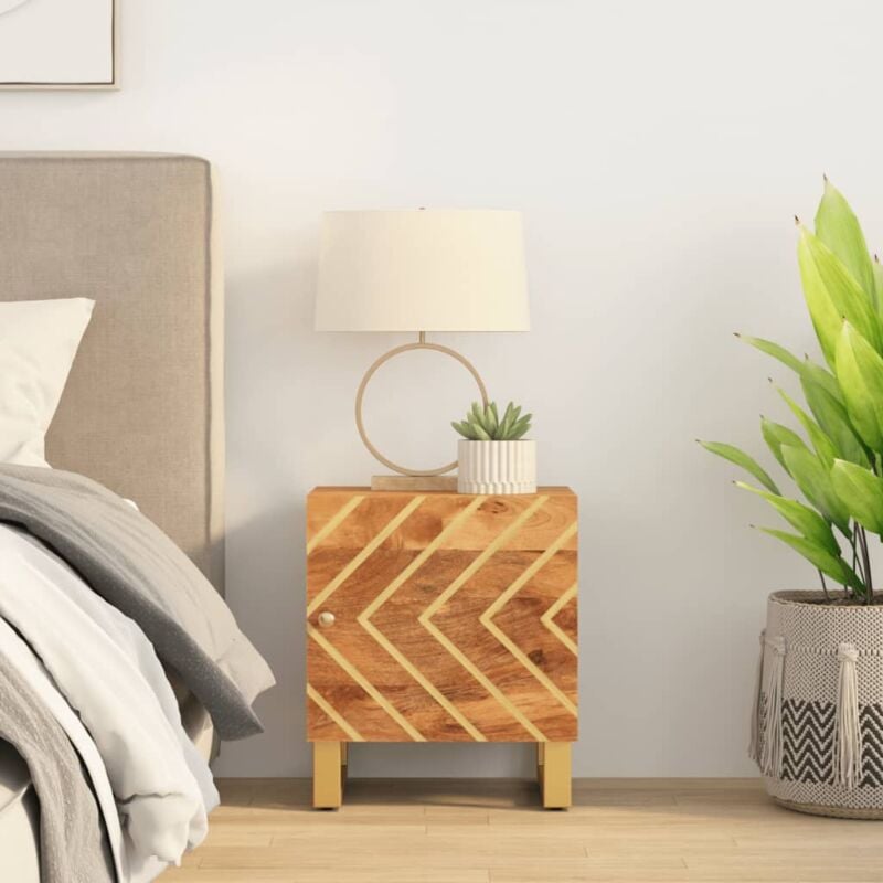 Table de chevet marron et noir bois de manguier solide Vidaxl