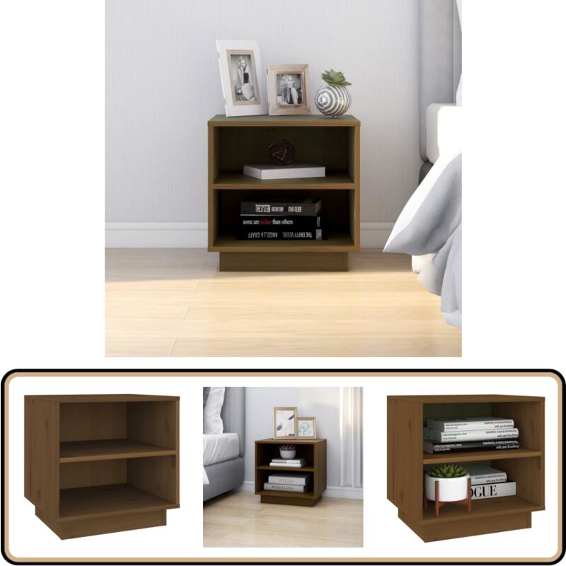 Table de chevet Marron miel 40x34x40 cm Bois de pin solide - Table De Chevet - Meuble De Chambre - Table D'appoint - Armoire De Chevet - Rangement