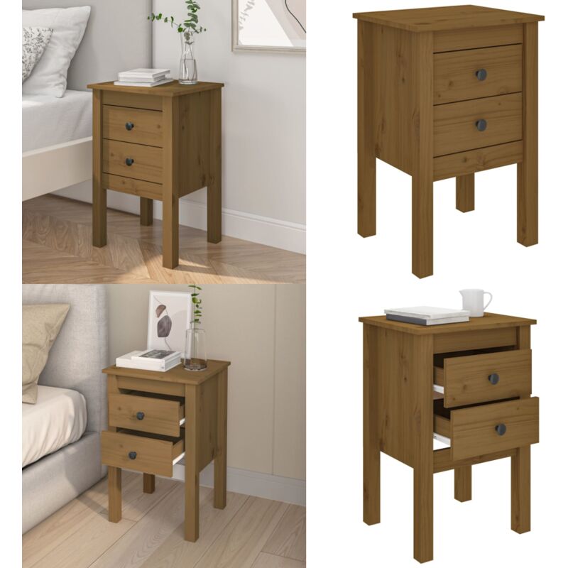 Table de chevet Marron miel 40x35x61,5 cm Bois de pin solide - Table De Chevet - Meuble De Chambre - Table Nuit - Bois De Pin - Mobilier Rustique