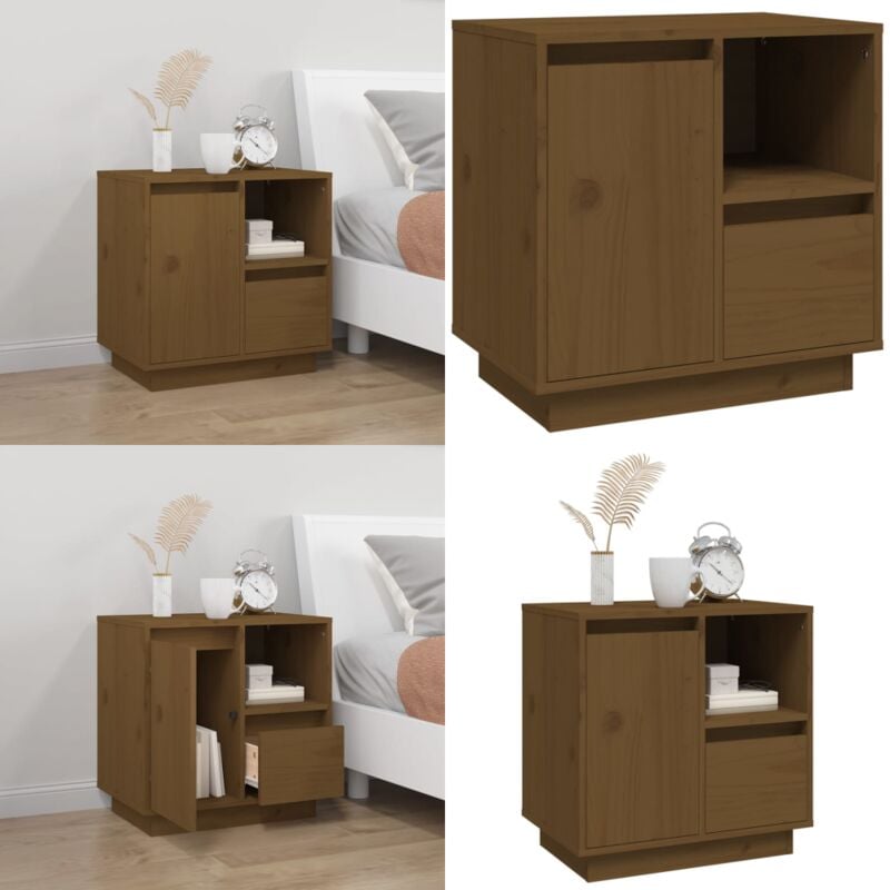 Table de chevet Marron miel 50x34x50 cm Bois de pin massif - Table De Nuit - Meuble De Chambre - Commode - Table Basse - Mobilier Intérieur - Home &