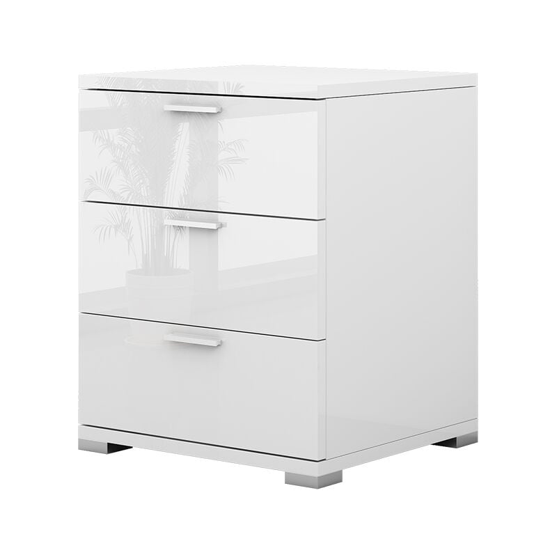 Table de chevet Marseille, Blanc Haute brillance, 46.2 x 60 cm Vicco