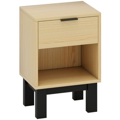 Table de chevet-meuble de nuit avec tiroir et compartiment ouvert-chêne-chambre et salon-35x26x50cm