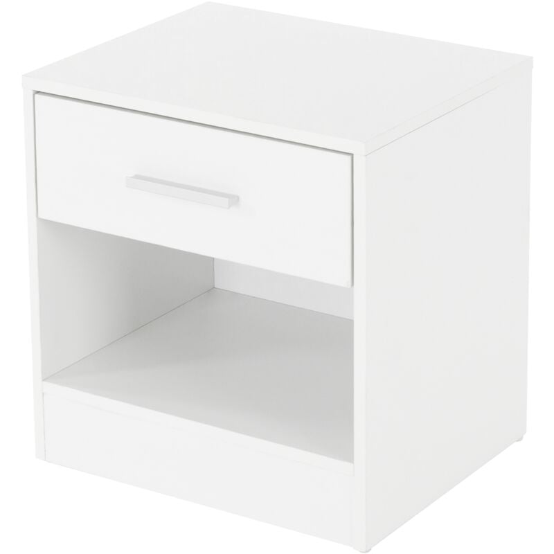 Ml-design - Table de Chevet avec 1x Tiroir et 1x Compartiment Ouvert, Blanc, 36,5 x 38,5 x 30 cm, en Bois, Table de Nuit d'Appoint, Meuble Armoire