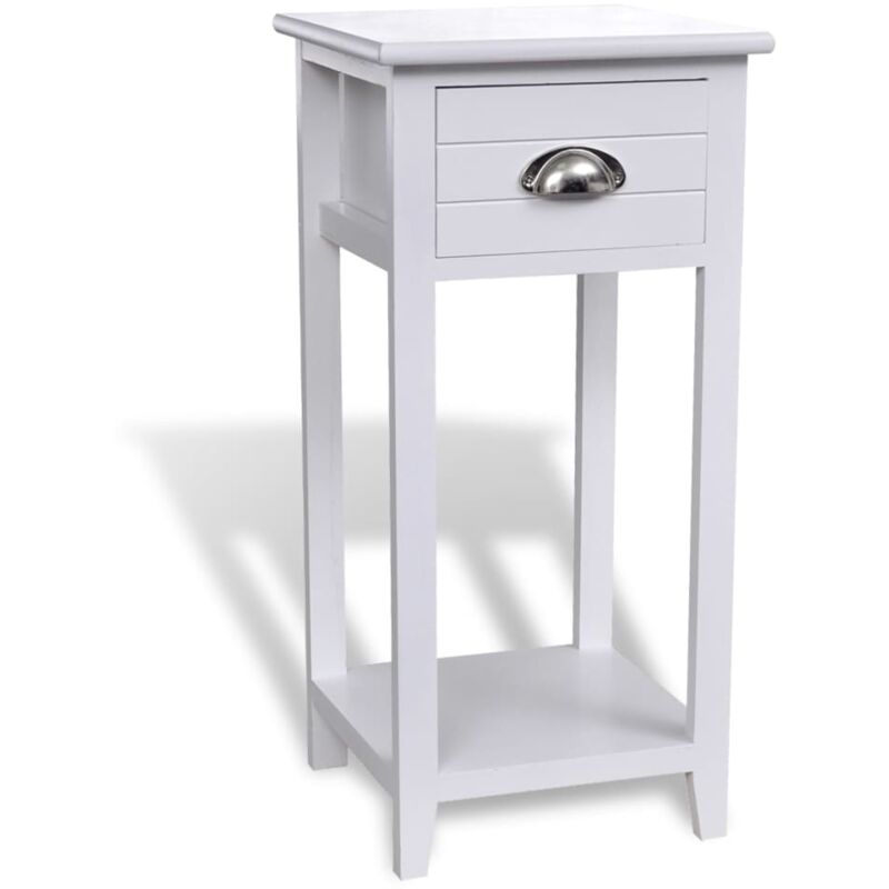 Maison Chic - Table de chevet / Meuble De Rangement avec 1 tiroir Blanc
