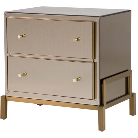 Table de chevet miroir en acier inoxydable Prestine 65 x 45 x 62 cm