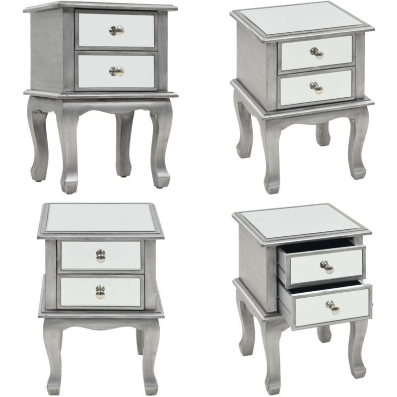 Table de chevet miroir mdf et verre 34,5 x 30 x 50 cm - Table De Chevet - Meuble De Chambre - Table Nuit - Table Miroitier - Mobilier Moderne - Home