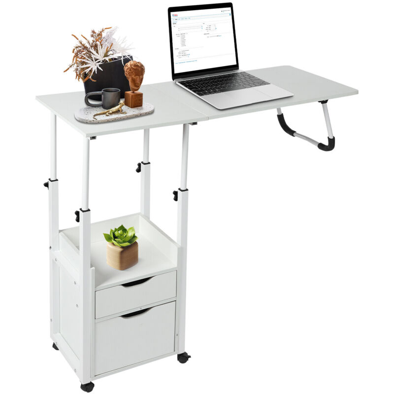 Table de chevet mobile avec rangement, bureau de chevet monté sur roulettes, hauteur réglable de 70 à 88 cm, bureau de chevet, capacité de charge 20