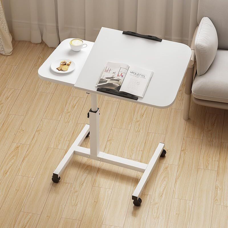 Table de chevet mobile pliable avec roulettes, bureau d'ordinateur portable à hauteur relevable, bureau à domicile pour table d'appoint de salon,